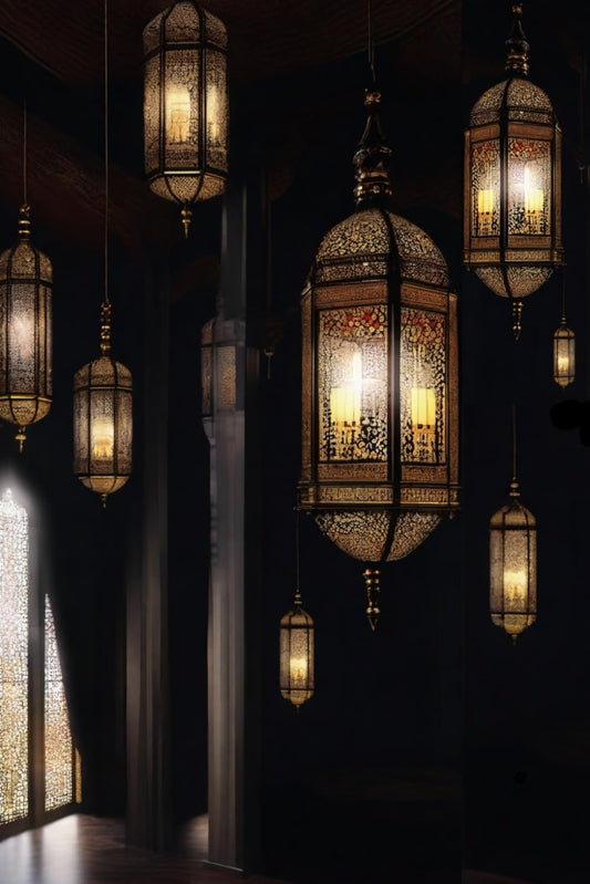 Islamic Notebook / Journal/ Diary/ Planner 120 Lined Pages 6x9inch ( Islamic Lanterns - FAWANIS 2 ): Gift for Muslims and Muslimas for Ramadan, Eid, Hadj and Umra