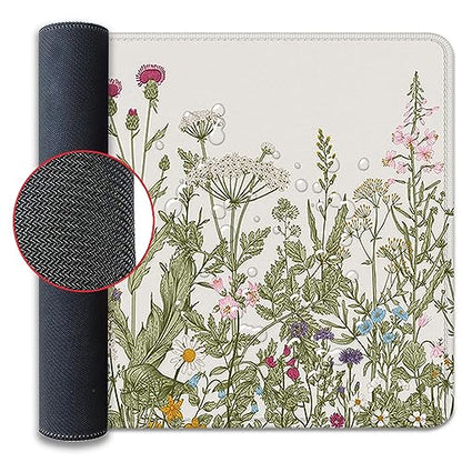 Flower Mouse Pad - Large, Abstract White, Floral Texture, Keyboard Mat, Gaming | 27.5x11.8 in - color: Plant Flower-white