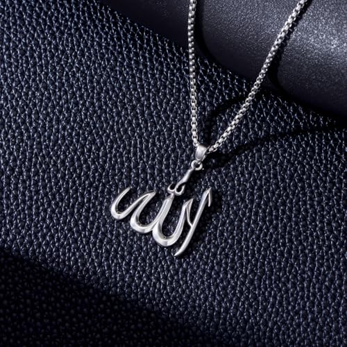 Allah Necklace 925 Sterling Silver Muslim Allah Pendant Islamic Jewelry for Men Women