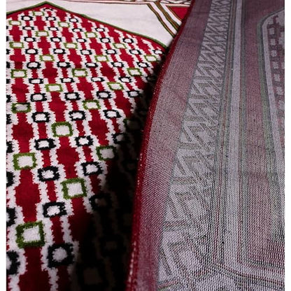 Modefa Turkish Islamic Prayer Rug - Large Gathering & Group Praying Carpet - Wide Plush Velvet Praying Mat - Multi Person Muslim Janamaz Sajada for Family - 16 Person (Geometric Red)