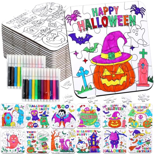 Halloween Crafts for Kids & Toddlers-DIY Art Puzzle Activities kit Game Toy - color: Halloween Colorful