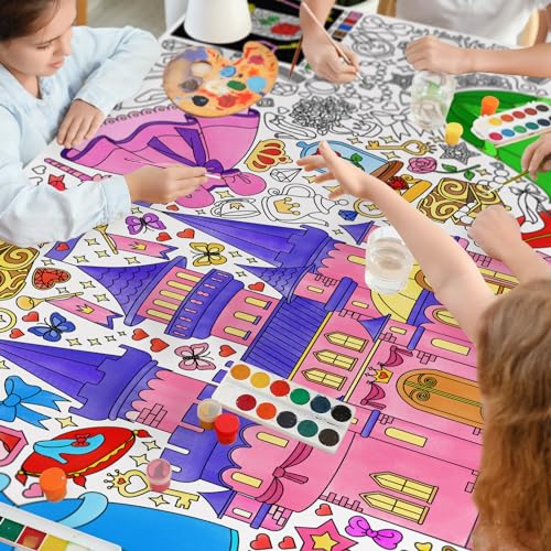 Gatherfun Princess Party 자이언트 컬러링 포스터 - 80.9 x 182.9cm(31.5 x 72인치) - 다용도 교실 벽 장식 및 생일 활동 - 학교 파티 및 특별 이벤트를 위한 공주 포스터 또는 테이블 커버 - style: 프린세스