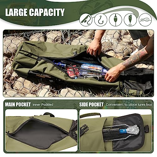 Fishing Rod Bag Fishing Rod Case, Durable Folding 900D Oxford Fabric Portable Large Capacity Waterproof, Fishing Gifts for Men Boys - color: Green