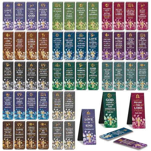 96Pack Magnetic Bookmarks Bible Bookmark Christian Bookmarks Bulk Book Marks for Reading Women Men Adults Kids Book Lovers Gifts, Cute Personalized Religious Magnet Bookmark Clips (Christian)