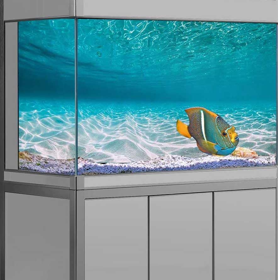 30X18IN Natural Undersea Aquarium Background, Undersea Beach Fish Tank Background, with 8 EVA Double-Sided Tape - color: Sea, size: 30X18in/75X45cm