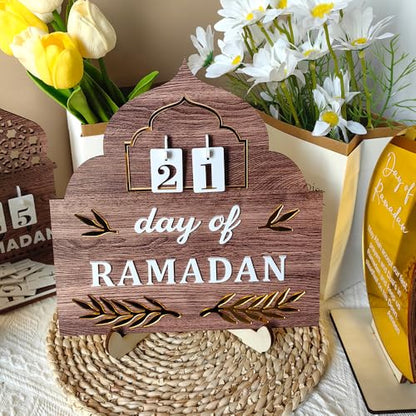 Ramadan Countdown Calendar 2026, Wooden Ramadan Decorations for Home, Eid Mubarak Advent Calendars, Islamic Muslim Ramadan Kareem Table Decor Holiday Gift for Family - زينة رمضان كريم ديكور