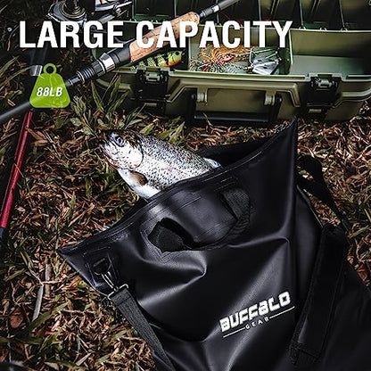 Fish Tournament Weigh in Bag for Bass Fishing, Heavy Duty Fish Bag for Caught Fish Waterproof,Leakproof,Puncture Resistant - color: Black-24×25in