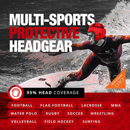 GameBreaker PRO Soft Headgear, D3O Protection for Football, Rugby, MMA, Lacrosse, Black, Medium, 7v7, Flag Football, Water Polo, Surfing - Adult and Youth - color: Black, size: Small