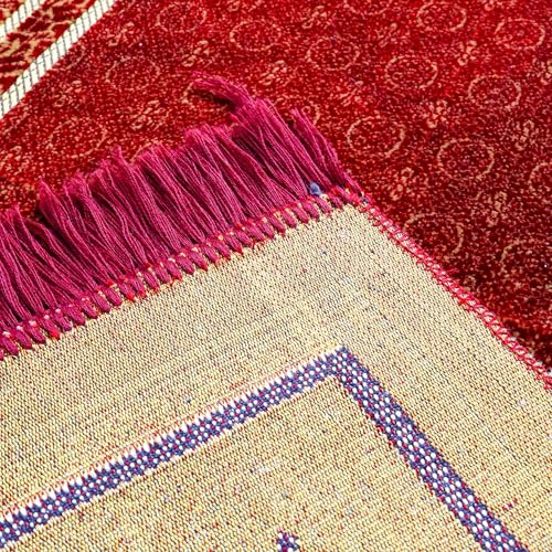 Muslim Prayer Rug, Soft Plush Thin Islamic Prayer Mat, Janamaz, Sajada, Praying Carpet, Islamic Gift for Men & Women, Islamic Mat, Bordeaux, Eid & Ramadan Gift with Prayer Beads, 26x43 inch - color: Bordeaux-pilgrim