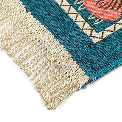 Ragyzity Muslim Prayer Rug, Travel Prayer Mat, Portable Foldable Islamic Rug, Thin Woven Polyester Praying Mat for Men Women, 110x70cm (Blue)
