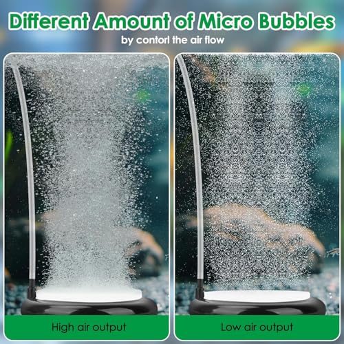 hygger Aquarium Air Stone Kit, Fish Tank Bubbler, Nano Furnace Flue Round Air Stone Disk Set for Hydroponics, Small Bubbles, Ultra-High Dissolved Oxygen Diffuser (4 Inch) - color: Black, size: 4 Inch