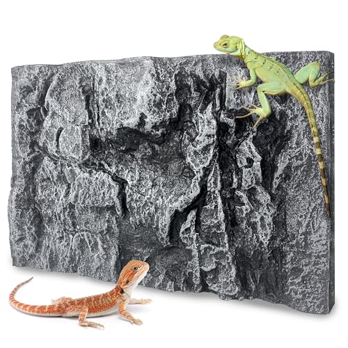 17.7x11.8in Rock Terrarium Background,3D Reptile Tank Background Board,Amphibian Stereo Backdrop Wall,Lizard Snake Gecko Spider Turtle Fish pet silo Background Decorative Panel(Grey) - color: grey-17.7"*11.8"（1pcs）
