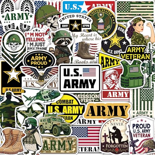 100Pcs Funny Army Stickers and Decals, Military Stickers for Laptop, Water Bottle - Army Gifts, Military Party Supplies - Gift for Women & Men - color: Funny Army Stickers