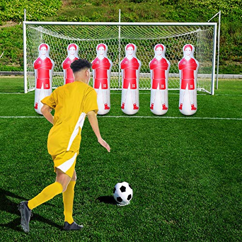SUNSHINEMALL Inflatable Tackling Dummies for Football Practice Poles,Soccer Training Equipment Wall Dummy Goalkeepr Mannequin Basketball Defender Tumbler for Dribbling Passing Drills - color: Red