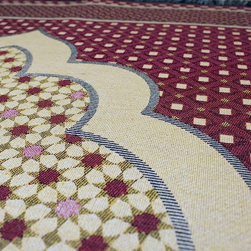 Modefa Turkish Islamic Prayer Mat Janamaz Sajjadah | Thin Woven Cotton Praying Rug Ramadan Eid Gift | Traditional Muslim Sejada for Men Women - Hira Diamond (Red) - color: Red