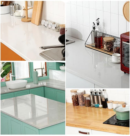 Clear Contact Paper Roll 17.7'' x 590'' Clear Glossy Self-Adhesive Film Cover Removable Protective Film Transparent Liners Drawers Shelves Kitchen Cabinets Desks Fridge Roll - color: Clear, size: 17.7"W x 590"L