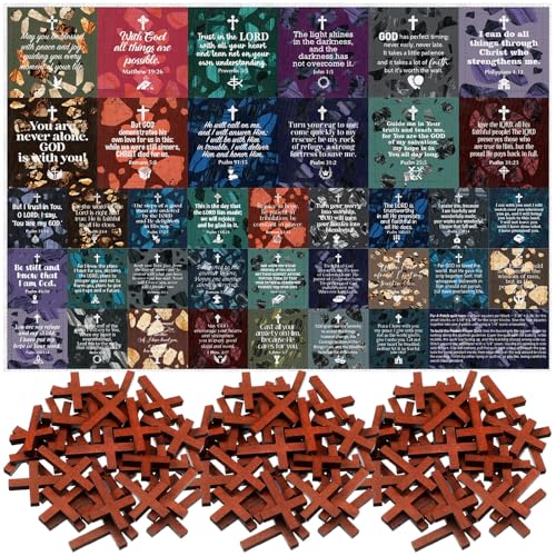 Fanfanwin 38 Sets Prayer Quilt Squares with Crosses, Retro1, Brown - color: Brown, style: Retro1