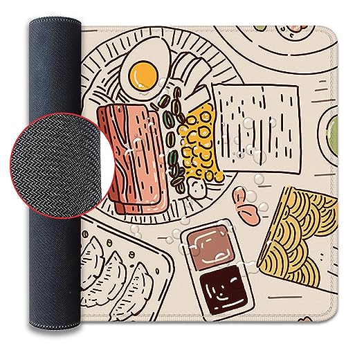 Japanese Ramen Sushi Food Desktop Mouse Pad Desk Pad,Mouse Mat for Desk Mat with Keyboard and Mouse,Gaming Mouse Pads Mousepad for Office Home Work(27.5X11.8 in) - color: Dining Table