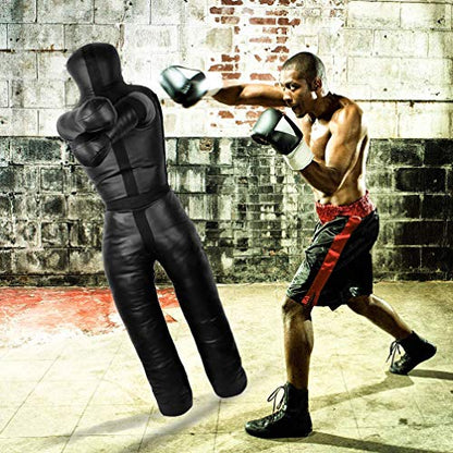 Aoneky 6FT Unfilled Grappling Dummy for Adults, Heavy Duty MMA BJJ Wrestling Training Dummy, Synthetic Leather Jiu Jitsu Judo Practice Dummy with Reinforced Stitching for Submission & Throws Practice