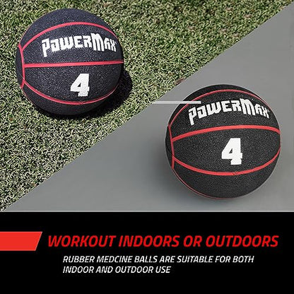 Gill Athletics PowerMax Weighted Rubber Medicine Ball - Weighted Exercise Ball, Medicine Balls for Exercise, Wall Ball or Slam Ball for Strength Training, Indoor/Outdoor Workout Ball - style: 6K