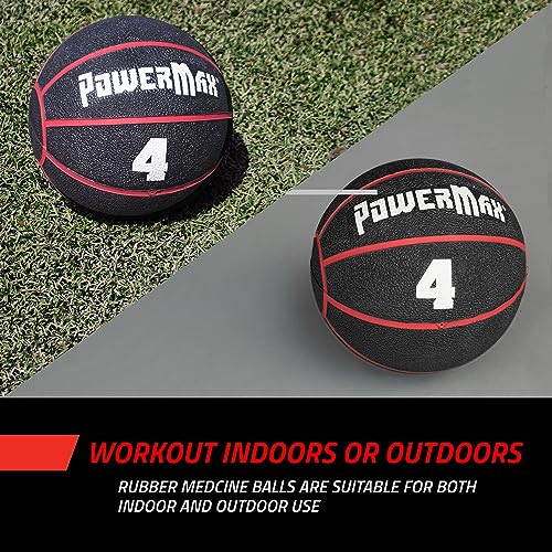 Gill Athletics PowerMax Weighted Rubber Medicine Ball - Weighted Exercise Ball, Medicine Balls for Exercise, Wall Ball or Slam Ball for Strength Training, Indoor/Outdoor Workout Ball - style: 4K