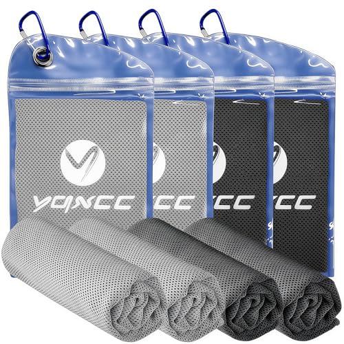 YQXCC 4 Pack Cooling Towels 40"x12", Cool Ice Towels for Neck & Face | Cooling Neck Wraps, Soft Breathable Microfiber Chilly Towels, Ideal for Gym, Yoga, Golf, Running, Camping & Hot Weather - color: 2 Dark Gray, 2 Light Gray