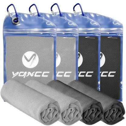 YQXCC 4 Pack Cooling Towels 40"x12", Cool Ice Towels for Neck & Face | Cooling Neck Wraps, Soft Breathable Microfiber Chilly Towels, Ideal for Gym, Yoga, Golf, Running, Camping & Hot Weather - color: 2 Dark Gray, 2 Light Gray