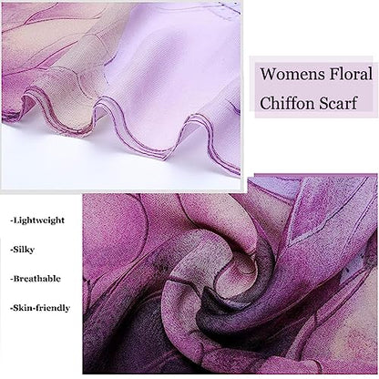 Chiffon Scarfs for Women Lightweight Scarf Shawl Fashion Scarves Sunscreen Shawls for Ladies - color: Purplegradient