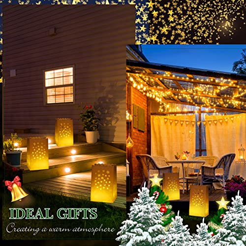 Sabary 50 Sets Luminary Bags with Flameless Tea Lights Outdoor Luminaries LED Lantern Candle Bags for Wedding Birthday Ramadan Christmas Party Decorations Romantic Decor(Star) - style: Star