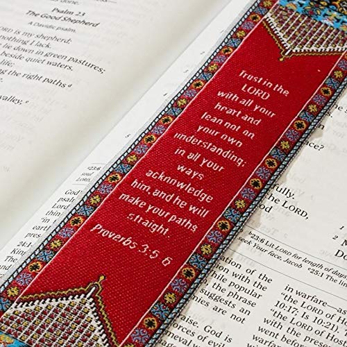 Logos Bookmark -Proverbs 3:5-6 - Red, Christian, Cloth Carpet Bookmark - color: Trust in the Lord - Red, size: Single