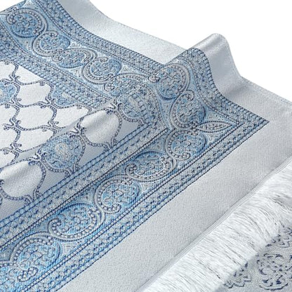Muslim Prayer Mat | Janamaz | Sajadah | Soft Islamic Prayer Rug | Prayer Carpet Mat for Ramadan, Eid, Hajj, Travel | Islamic Gifts, Blue - color: Blue