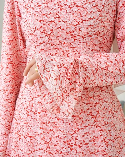 Muslim Abaya Dress for Women 3-Piece Set, Ruffle Top & Chiffon Maxi Skirt - color: Pink, size: XX-Large