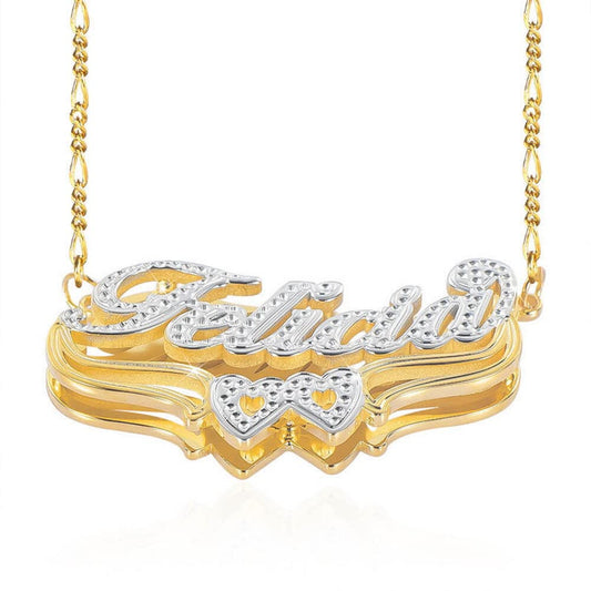 Custom Name Necklace Double Plated Name Necklace Personalized Name Plate Necklaces Name Necklaces for Women 18k Gold Plated Nameplate Pendant - color: Style 50
