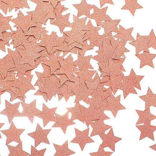 MOWO Rose Gold Star Confetti Table Decoration, 1.2 inch, 200pc | Table Decoration, Wedding, Birthday Party - color: Rose Gold
