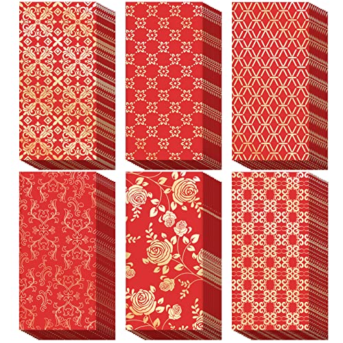BINBE 66 Pcs Chinese New Year Red Envelopes 2026 Hong Bao Paper Gift Money Envelopes 6 Design Red Pocket Envelopes for Lunar Year Spring Festival Birthday Wedding Party - color: Red-66pcs