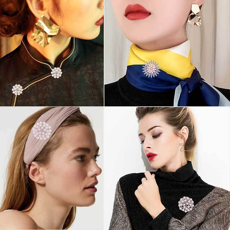 COLORFUL BLING 우아한 모조 진주 꽃 크리스탈 브로치 핀 웨딩 신부 패션 주얼리 - color: C 스타일
