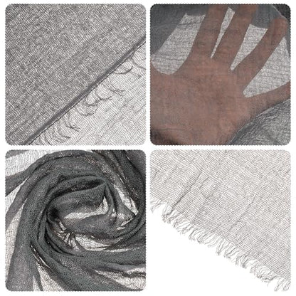 Nydotd Women Summer Cotton Linen Scarf Crinkle Long Beach Shawl Wrap hijab with Fringe - color: Dark Grey
