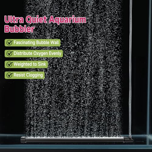 hygger Aquarium Bubble Curtain Wall, Quiet Fish Tank Air Stone with Accessories, High Dissolved Aquarium Bubbler Oxygen Diffuser Decoration for Freshwater & Saltwater - size: 15.7-IN Long