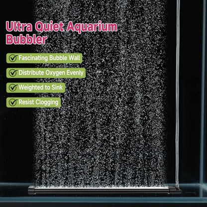 hygger Aquarium Bubble Curtain Wall, Quiet Fish Tank Air Stone with Accessories, High Dissolved Aquarium Bubbler Oxygen Diffuser Decoration for Freshwater & Saltwater - size: 2-PACK 15.7-IN