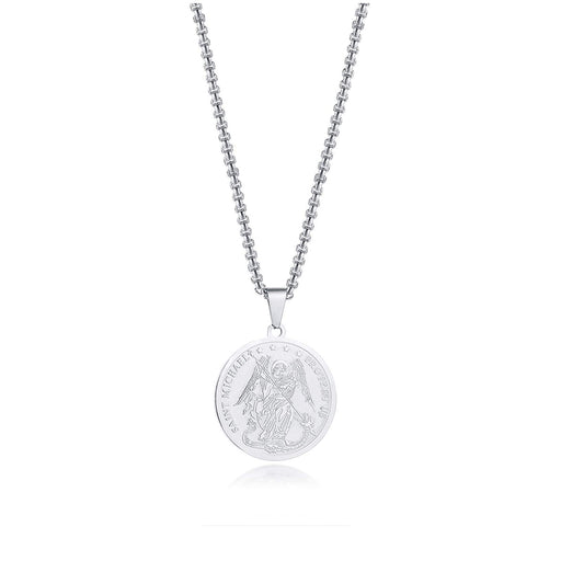 VNOX Seals of The Seven Archangels Pendant/Metatron’s Cub/Saint Michael Statement Necklace Talisman Pendant Amulet Jewelry - color: 2.Saint Michael-Sliver