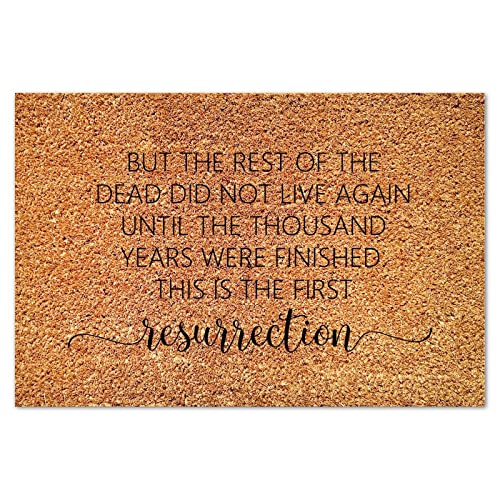But The Rest of The Dead Did Not Live Again Coir Mat Rug Christian Scripture Rustic Weather Resistant Non Slip Mat for Outdoor Entrance Plain Front Porch 16x24in - color: Style-5, size: 2' x 1'4" (Rectangular)