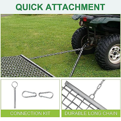 Rengue ATV/UTV 4 x 4 Feet Baseball Field Drag, Lawn Leveling Steel Mesh Heavy Duty Surface Leveling Mat for Manual or Vehicle Driveway Farm Garden Football Field