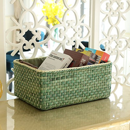 Basket Woven Maize Storage Bins for Drawers, Kingwillow(Green,Large) - size: Large