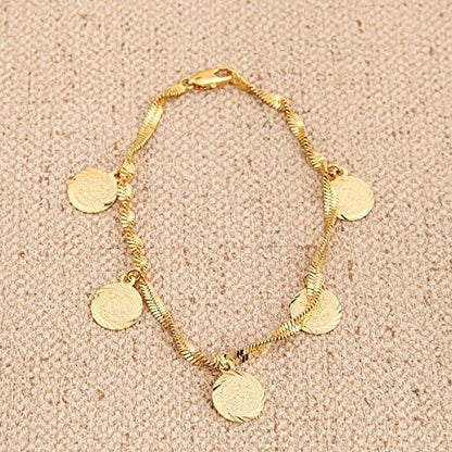 Small Cute Gold Plated Islamic Muslim Arab Money Coins Bracelet for Women Jewelry Bangle - style: Style H