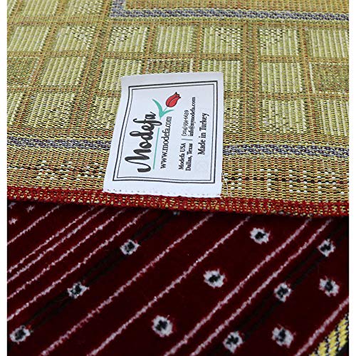 Modefa Prayer Mat - Thin Lightweight Velvet Turkish Muslim Prayer Rug - Prayer Rug Islam Men - Islamic Prayer Rug Sajjadah Prayer Mats Namaz Mat for Salah Islamic Gift Car Hanger - Vined Arch (Red) - color: Red