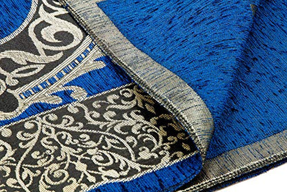 ihvan online Muslim Prayer Rug with 99 Beads Tasbih, Soft Chenille Sajadah, Lightweight & Foldable Janamaz, Portable Travel Prayer Mat, Islamic Gift for Eid, Ramadan, Hajj & Umrah, Navy - color: Navy