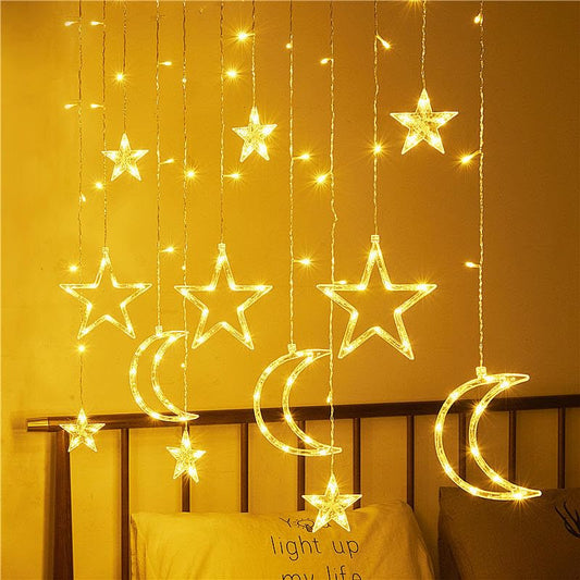 Moon Star LED Lanterns for Ramadan Eid Decor - Festive Home Lighting, Decorative Islamic Lights