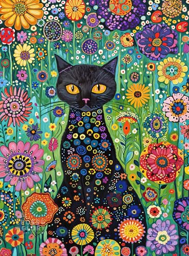 Cross & Glory | Jigsaw Puzzles for Adults | Petals and The Midnight Cat - color: Petals and the Midnight Cat
