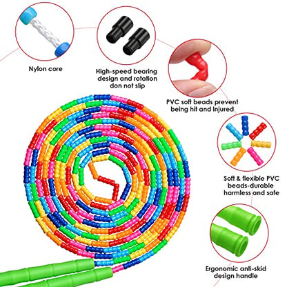 Double Dutch Jump Rope Long Jump Rope 16 FT 1 Pack/2 Pack, Adjustable Soft Beaded Diy Jump Rope for Kids Adult Long Enough for 5-6 Jumpers - color: Green-2 Pack