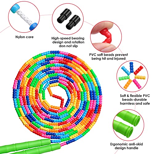 Double Dutch Jump Rope Long Jump Rope 16 FT 1 Pack/2 Pack, Adjustable Soft Beaded Diy Jump Rope for Kids Adult Long Enough for 5-6 Jumpers - color: Green-1 Pack